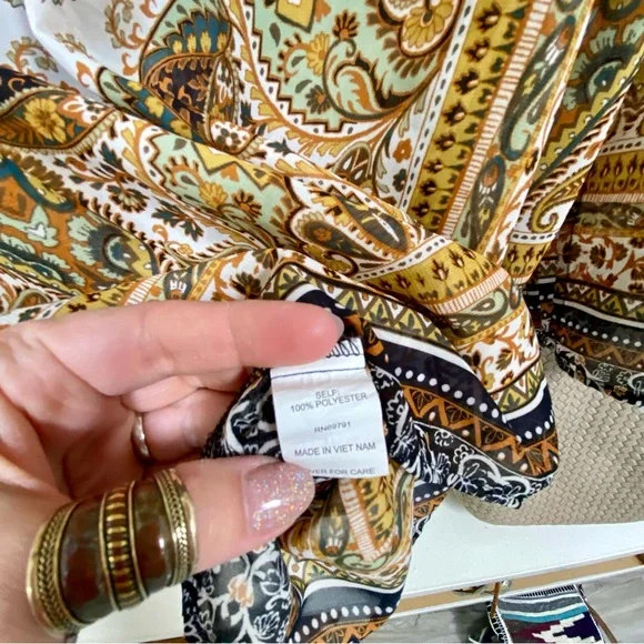 Anthropologie Fig & Flower boho blouse Gypsy southwestern vibe w bell sleeves - Picture 11 of 14